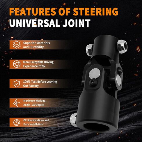 1"-48 Spline X 3/4" DD Black Steering Universal Joint Single U Joint Shaft,Total Length: 96mm (3-3/4") in Saudi Arabia