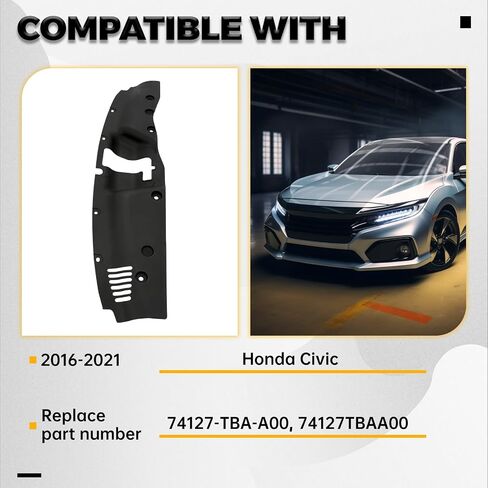 لوحة غلاف دعم الرادياتير الأمامية Kuafu متوافقة مع بديل 2016-2021 Honda Civic لـ 74127TBAA00 Splash Shield in Saudi Arabia