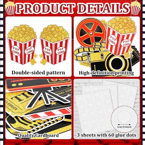 40 قطعة فيلم ديكورات ليلية ، بطاقات Carpet Cratouts Red Toppers Toppers Decor in Kuwait