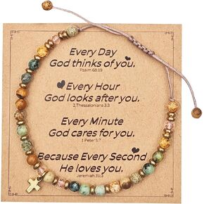 Cross Bracelet Christian Gifts for Women, Religious gifts, Christian bracelets, Inspirational Gifts for Women, First communion gift for women, Natural Stone Bracelets in Saudi Arabia
