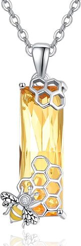 AENEAS Bee Necklace 18K Gold over 925 Sterling Silver Bumble Bee Pendant Necklace Citrine Crystal Jewelry Bee Gifts for Women Mom Wife in Saudi Arabia