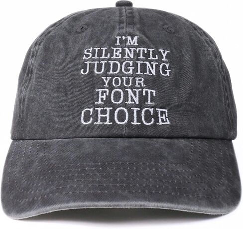 InnoBeta Graphic Designer Gifts Cap, Funny Adjustable Embroidered Hat Gifts for Coworkers on Birthday, Christmas, Judging Your Font Choice Grey in Saudi Arabia