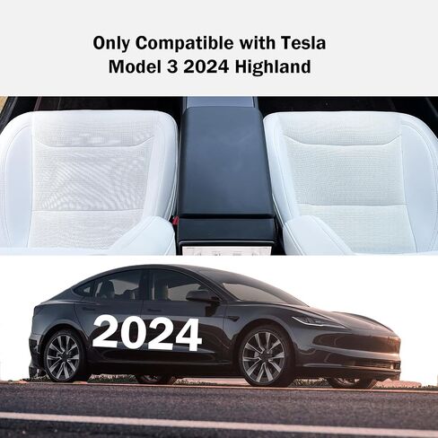 Center Console Armrest Cover Compatible with Tesla Model 3 Highland 2024 Replacement for Model 3 Highland Interior Accessories Armrest Cover Non-Slip Waterproof Black TPE in Saudi Arabia