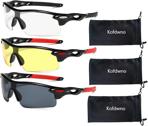 3PCS Driving Motorcycle Riding Glasses Foam Padded Motocross Eyeglass Waterproof UV Protection Anti-Wind Dustproof Goggles Eyewear Sunglasses for Outdoor Activities Sports-Smoke/Silver Mirror/Colorful in Saudi Arabia
