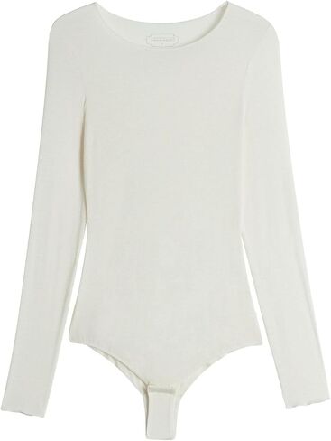 Woman's Modal and Cashmere Long-Sleeve Bodysuit in Kuwait