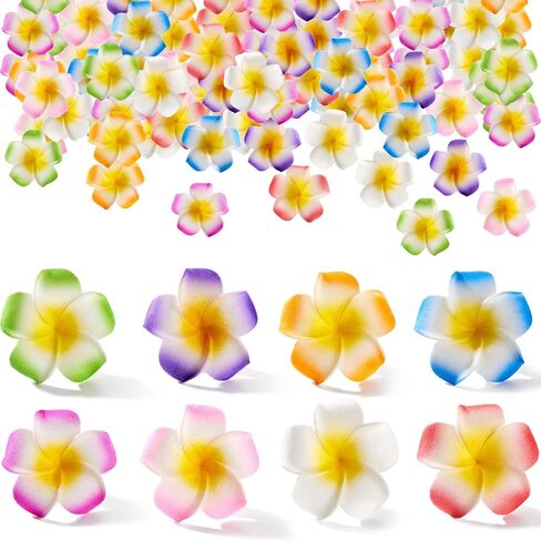 150 Pieces Mixed Colors Foam Hawaiian Frangipani Artificial Plumeria Flower Petals for DIY Hair Hat Wreath Floral Bridal Wedding Decoration Party Decoration in Kuwait