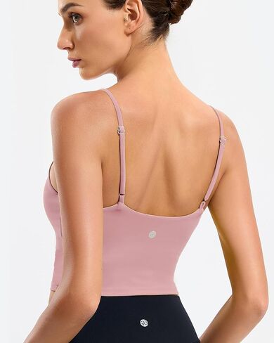 RIOJOY Sports Bras for Women, Lycra Sports Bra with Adjustable Straps, Removable Pads Workout Top, Built in Bra Tank Tops in Kuwait