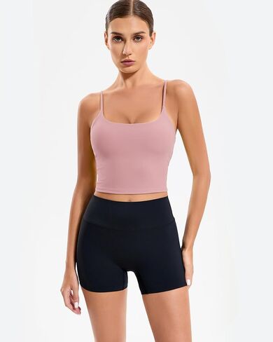 RIOJOY Sports Bras for Women, Lycra Sports Bra with Adjustable Straps, Removable Pads Workout Top, Built in Bra Tank Tops in Kuwait