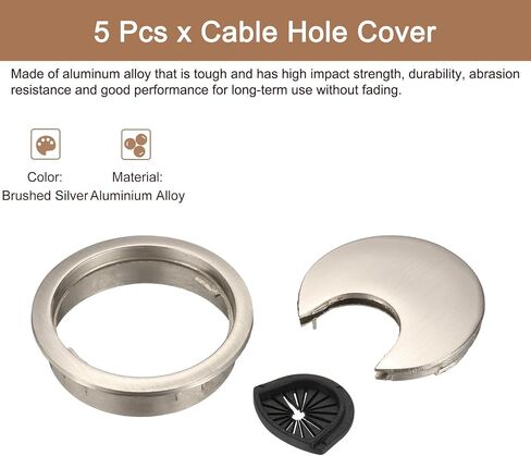 uxcell 5Pcs Cable Hole Cover 2 Inch Zinc Alloy Desk Cable Wire Cord Grommet Hole Cover for Office Computer Desk Wire Organizer, Bronze in Saudi Arabia