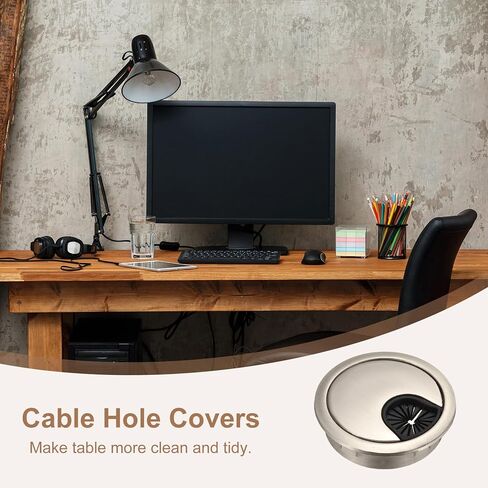uxcell 5Pcs Cable Hole Cover 2 Inch Zinc Alloy Desk Cable Wire Cord Grommet Hole Cover for Office Computer Desk Wire Organizer, Bronze in Saudi Arabia