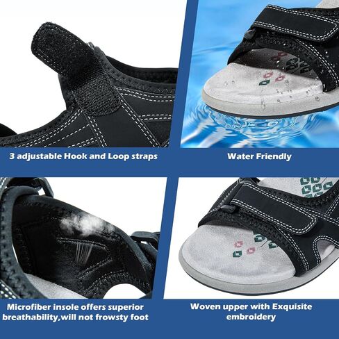 Women Comfortable Walking Sandals with Arch Support Hiking Sandals Casual Summer Athletic Sandals for Outdoor with 3 Adjustable Hook and Loop Strap in Saudi Arabia