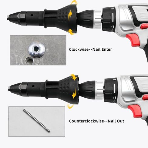 Cordless Electric Rivet Gun Adapter Kit, 1/4 Inch Hex Shank Blind Rivet Nut Drill Adapter Converter Convert Drill to RivetInsert Nut Tool Kit（Blue） in Kuwait