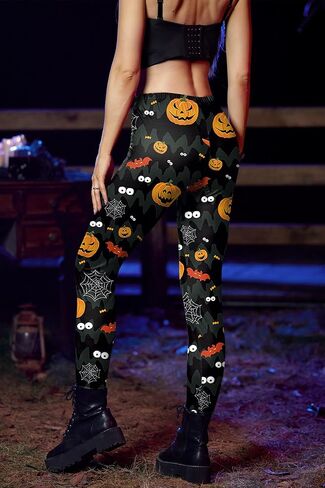 For G and PL Halloween Womens Costume Stretchy Leggings Printed Yoga Soft Casual Skinny Pants Purple Pumpkin XL in Kuwait