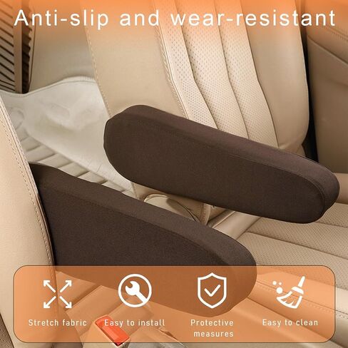 2 PCS CAR ARMREST ARMS COVERS ، حماة مسند الذراع على مقعد المقعد المرن للسيارات ، استبدال غطاء ذراع المقعد الأمامي الناعم ، الملحقات الداخلية للمركبة الشاملة (أسود) in Saudi Arabia