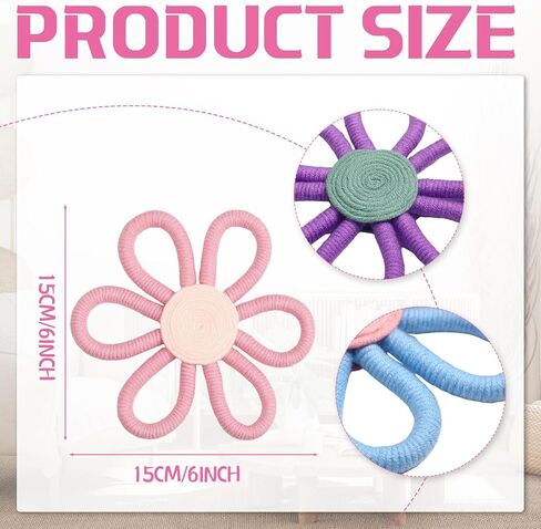 RIPENG 6 PCS BOHO DECREDER for Girl 6 Inch Woven Daisy Flower Macrame Wall Hanging Bohemian Wall Decore Daisy Decery for Baby Girls Kids Home Bedroom ( in Kuwait