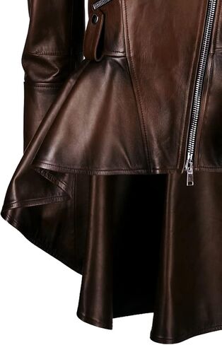 Vearfit Alexzender Medusa Black Peplum Frasnerable Long Tall Women Coat Blazar Lambskin Leather Jacket for Women in Kuwait
