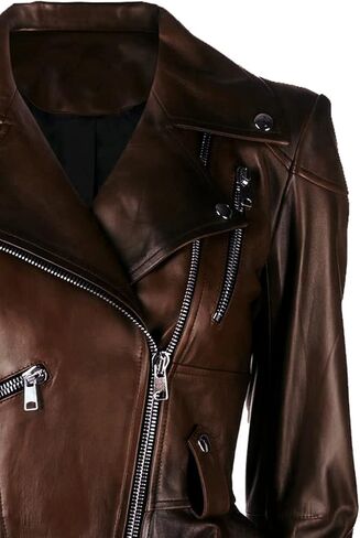 Vearfit Alexzender Medusa Black Peplum Frasnerable Long Tall Women Coat Blazar Lambskin Leather Jacket for Women in Kuwait