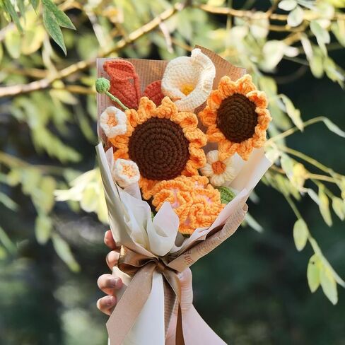 Crochet Flowers Bouquet Tulip Handmade Knitted Bouquet, Completed Crochet Flowers Rose Bouquet for Valentines Day Mother's Day Birthday Wedding (Purple) in Saudi Arabia