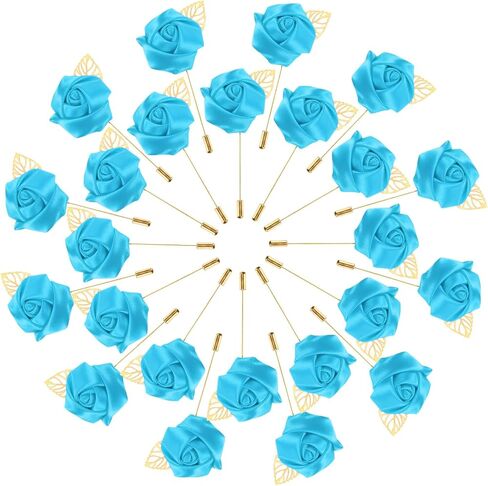 48-Pack Flower Lapel Pins for Men, Golden Leaf Rose Boutonnieres Pin Groom Boutonnieres for Wedding/Dance/Party, Men Lapel Pins for Suits Satin Flower Corsage [Pink] in Saudi Arabia