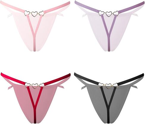 نساء G-string thongs سراويل داخلية عودة إلى عودة الخصر السلس السلس في سلسلة شكل قلب مثير in Kuwait