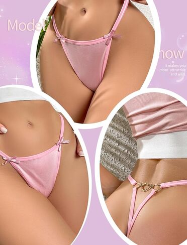نساء G-string thongs سراويل داخلية عودة إلى عودة الخصر السلس السلس في سلسلة شكل قلب مثير in Kuwait