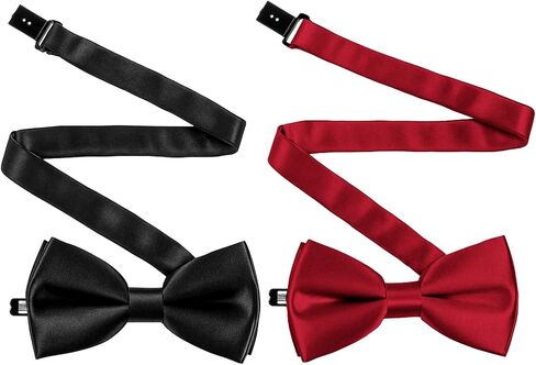 2 Pcs Bow Ties for Men, Black and Wine Red Bowties, Adjustable Pre-tied Bow Choker for Wedding Banquets Party School Graduations Uniform Shirt in Saudi Arabia