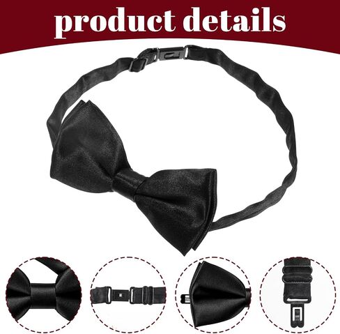 2 Pcs Bow Ties for Men, Black and Wine Red Bowties, Adjustable Pre-tied Bow Choker for Wedding Banquets Party School Graduations Uniform Shirt in Saudi Arabia