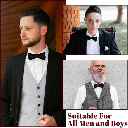 2 Pcs Bow Ties for Men, Black and Wine Red Bowties, Adjustable Pre-tied Bow Choker for Wedding Banquets Party School Graduations Uniform Shirt in Saudi Arabia