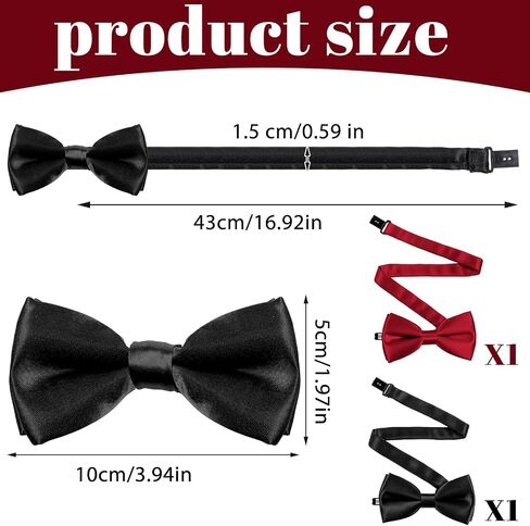 2 Pcs Bow Ties for Men, Black and Wine Red Bowties, Adjustable Pre-tied Bow Choker for Wedding Banquets Party School Graduations Uniform Shirt in Saudi Arabia