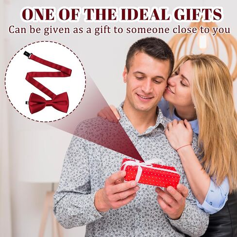 2 Pcs Bow Ties for Men, Black and Wine Red Bowties, Adjustable Pre-tied Bow Choker for Wedding Banquets Party School Graduations Uniform Shirt in Saudi Arabia