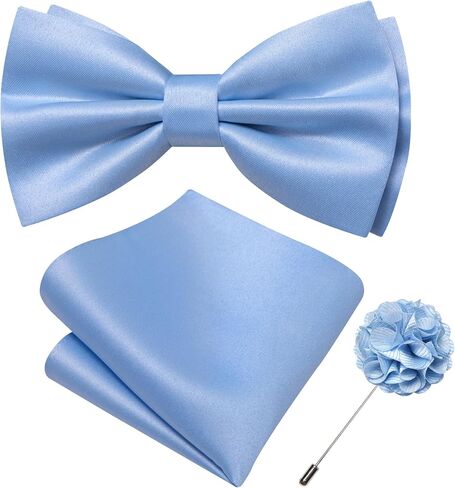 Barry.Wang Bow Tie for Men Solid Color Pre-tied Bowtie Pocket Square Lapel Pin Set Adjustable Formal Tuxedo Bowtie Party in Saudi Arabia