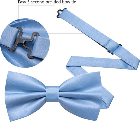Barry.Wang Bow Tie for Men Solid Color Pre-tied Bowtie Pocket Square Lapel Pin Set Adjustable Formal Tuxedo Bowtie Party in Saudi Arabia