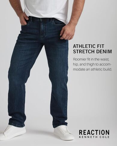 Kenneth Cole REACTION Athletic Fit Jeans for Men - Soft and Flexible Stretch Jeans - Men's Jeans Roomier Fit in Saudi Arabia
