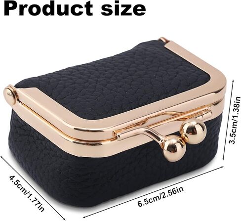 Genuine Leather Mini Jewelry Box, Mini Jewelry Travel Case, Small Portable Organizer Storage Pouch, Coin Purse with Kiss Lock for Ring Necklace Earrings Bracelet Perfect Gift for Women Girls (Pink) in Saudi Arabia