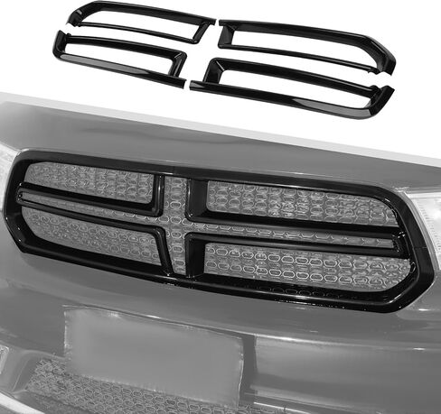 Compatible with Dodge Durango 2011-2020, 4PCS Front Grill Cover Grille Overlay Trim (Carbon Fiber) in Saudi Arabia