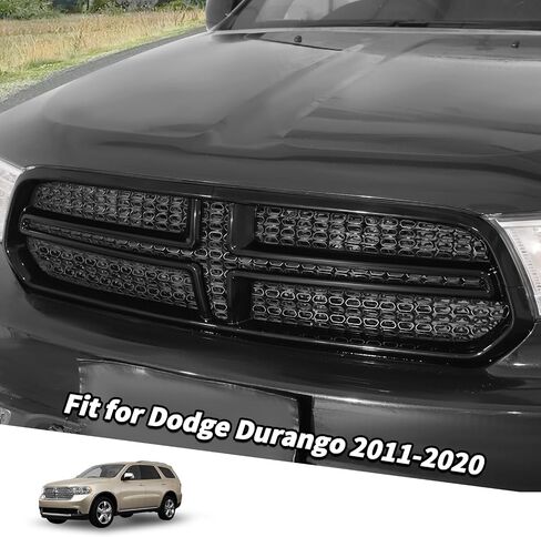 Compatible with Dodge Durango 2011-2020, 4PCS Front Grill Cover Grille Overlay Trim (Carbon Fiber) in Saudi Arabia