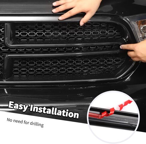 Compatible with Dodge Durango 2011-2020, 4PCS Front Grill Cover Grille Overlay Trim (Carbon Fiber) in Saudi Arabia