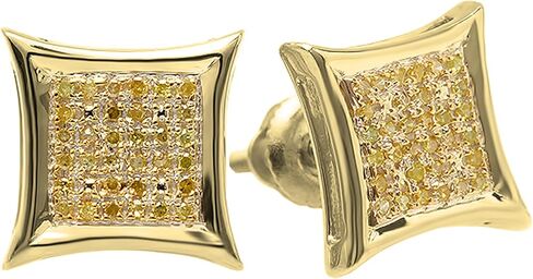 Dazzlingrock Collection 0.15 ctw Round Yellow Diamond Kite Shape Stud Earrings for Men and Women in 18K Yellow Gold Plated 925 Sterling Silver in Saudi Arabia