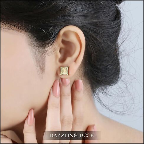 Dazzlingrock Collection 0.15 ctw Round Yellow Diamond Kite Shape Stud Earrings for Men and Women in 18K Yellow Gold Plated 925 Sterling Silver in Saudi Arabia