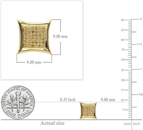 Dazzlingrock Collection 0.15 ctw Round Yellow Diamond Kite Shape Stud Earrings for Men and Women in 18K Yellow Gold Plated 925 Sterling Silver in Saudi Arabia