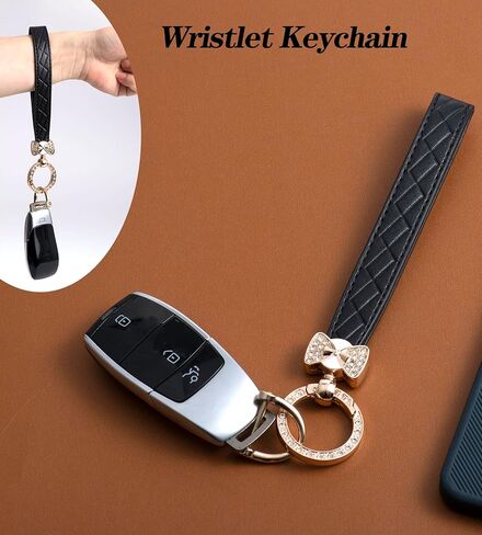 Leather Wristlet Keychains, Women Car Key Fob Keychain with Letter, Cute Leather Key Chains Holder, Set of 2 in Kuwait
