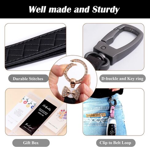 Leather Wristlet Keychains, Women Car Key Fob Keychain with Letter, Cute Leather Key Chains Holder, Set of 2 in Kuwait