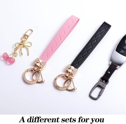 Leather Wristlet Keychains, Women Car Key Fob Keychain with Letter, Cute Leather Key Chains Holder, Set of 2 in Kuwait