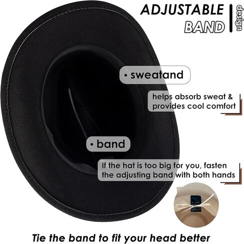 Lisianthus Cowboy Hats for Women - Wide Brim Felt Western Cowgirl hat with Rhinestone Band in Kuwait