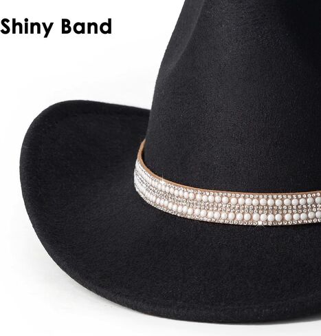 Lisianthus Cowboy Hats for Women - Wide Brim Felt Western Cowgirl hat with Rhinestone Band in Kuwait