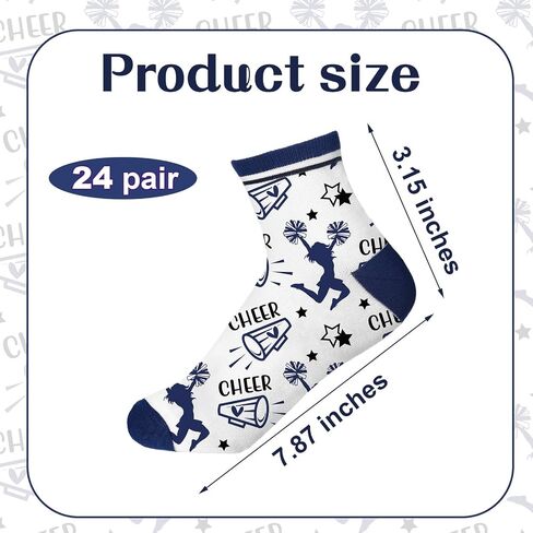 24 Pairs Ankle Cheer Socks Cheerleading Team Cheerleader Socks for Women Girls Cheer Accessories Gifts in Saudi Arabia