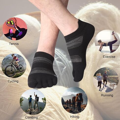 Merino Wool Toe Socks for Men & Women–50% Merino Wool,No Show,Lightweight,Arch Support Hiking Socks,Running,Long Walk in Kuwait