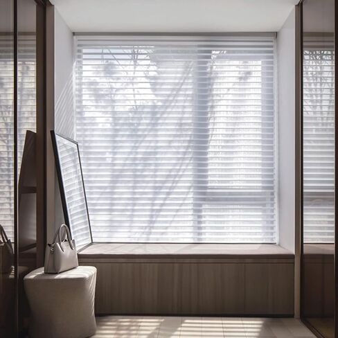 Custom Cut to Size Shangri-La Window Roller Shades Sheer Shades Light Filtering Room Darkening Solar Roller Blinds UV Protection Light Control for Day and Night Soft White XG6013-1 in Kuwait