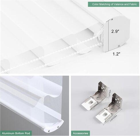 Custom Cut to Size Shangri-La Window Roller Shades Sheer Shades Light Filtering Room Darkening Solar Roller Blinds UV Protection Light Control for Day and Night Soft White XG6013-1 in Kuwait