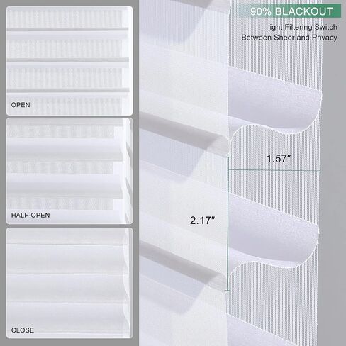 Custom Cut to Size Shangri-La Window Roller Shades Sheer Shades Light Filtering Room Darkening Solar Roller Blinds UV Protection Light Control for Day and Night Soft White XG6013-1 in Kuwait